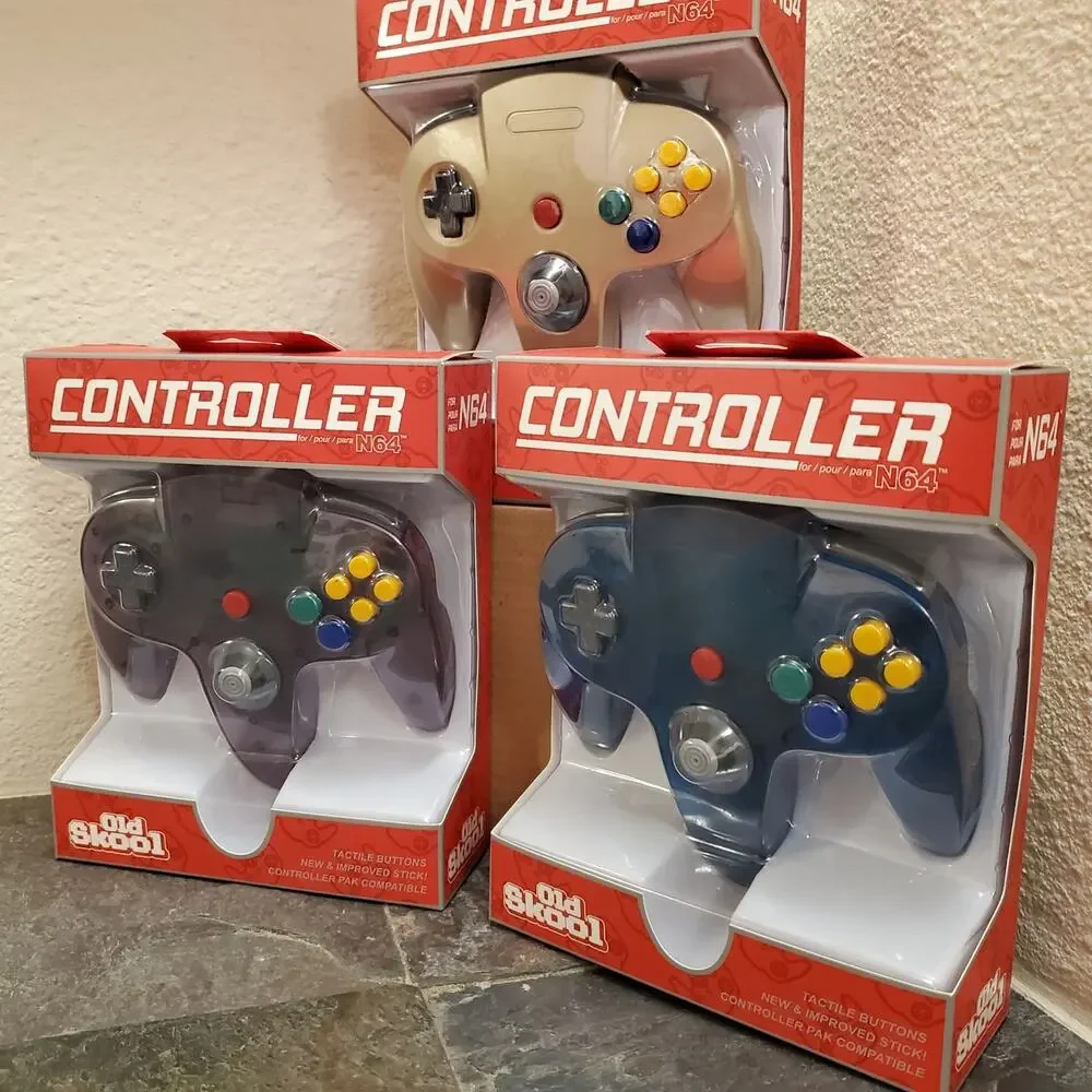3 N64 Controllers - 3 Colors Bundle (NEW) Ice Blue, Atomic Purple, Gold Nintendo